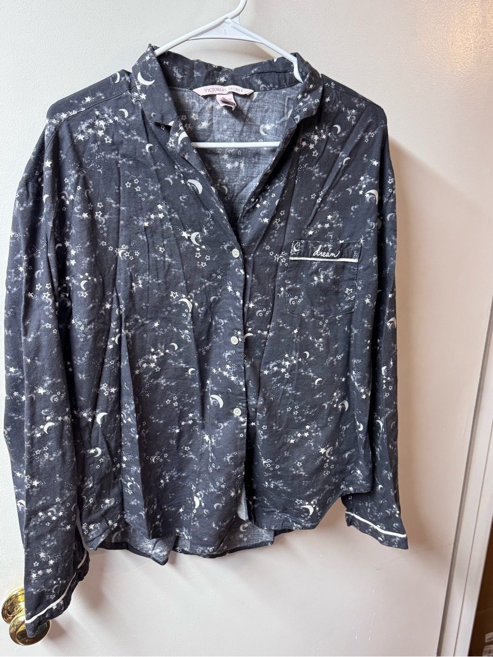 Victoria's Secret Black Moon & Star Print Long Sleeve Pajama Shirt